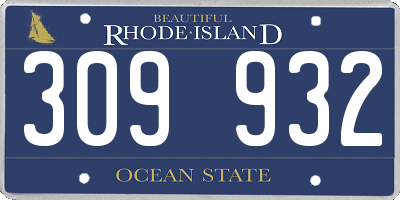 RI license plate 309932