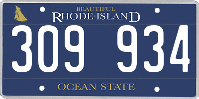RI license plate 309934