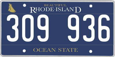 RI license plate 309936