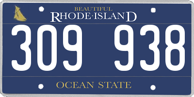 RI license plate 309938