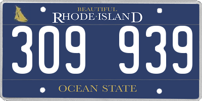 RI license plate 309939