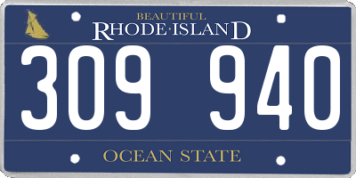 RI license plate 309940