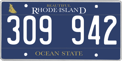 RI license plate 309942