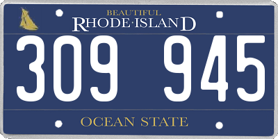 RI license plate 309945