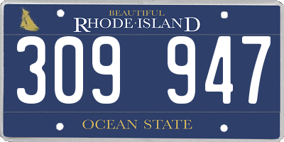 RI license plate 309947