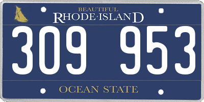 RI license plate 309953