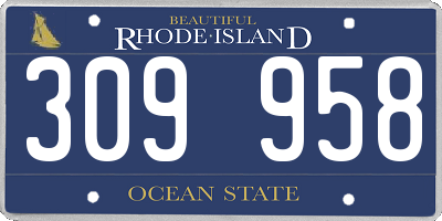 RI license plate 309958