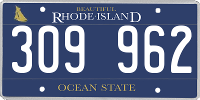 RI license plate 309962