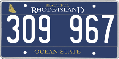 RI license plate 309967