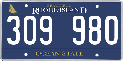 RI license plate 309980