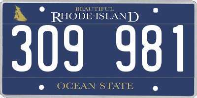 RI license plate 309981