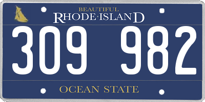 RI license plate 309982