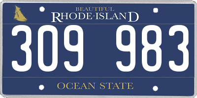 RI license plate 309983