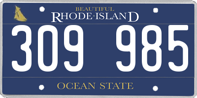 RI license plate 309985