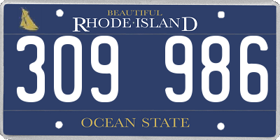 RI license plate 309986