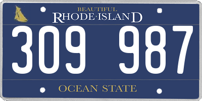 RI license plate 309987