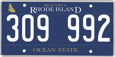 RI license plate 309992