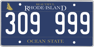 RI license plate 309999