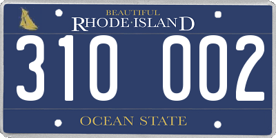 RI license plate 310002