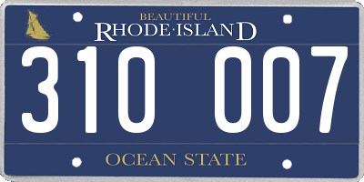 RI license plate 310007