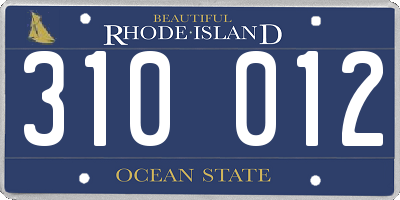 RI license plate 310012