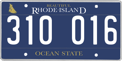 RI license plate 310016