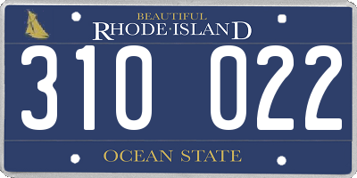 RI license plate 310022