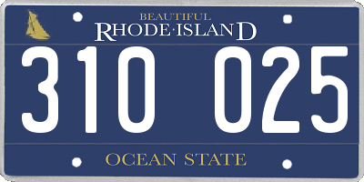 RI license plate 310025