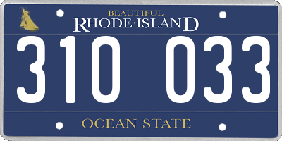 RI license plate 310033