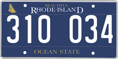 RI license plate 310034
