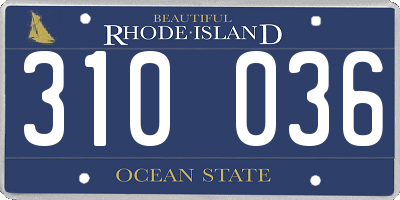 RI license plate 310036