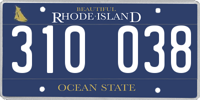 RI license plate 310038