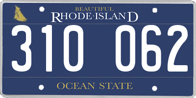 RI license plate 310062