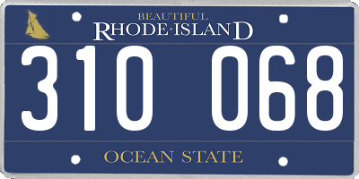 RI license plate 310068