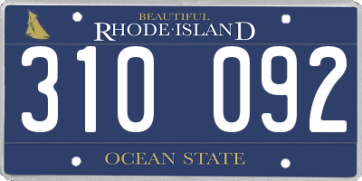 RI license plate 310092
