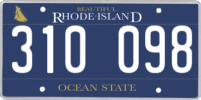 RI license plate 310098