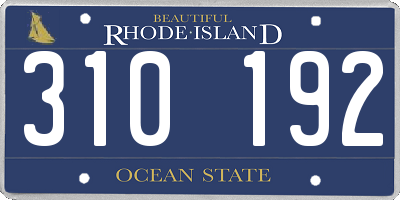 RI license plate 310192