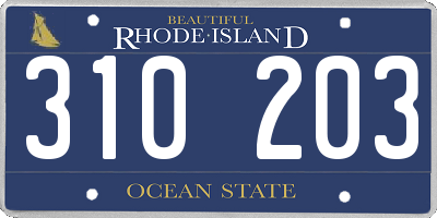 RI license plate 310203