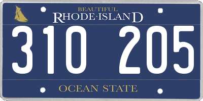 RI license plate 310205