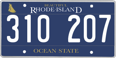 RI license plate 310207