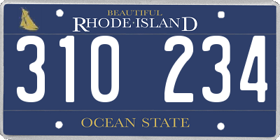 RI license plate 310234