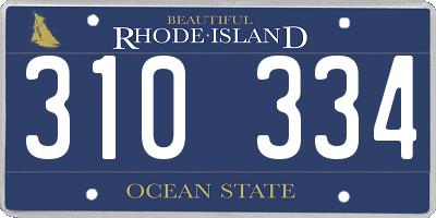 RI license plate 310334