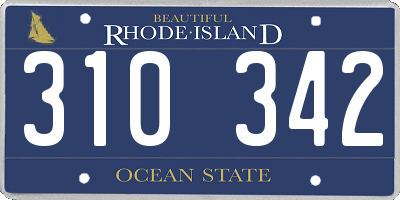RI license plate 310342