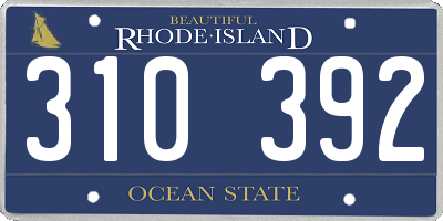 RI license plate 310392
