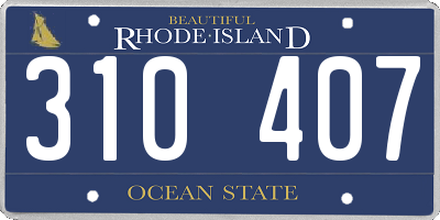 RI license plate 310407