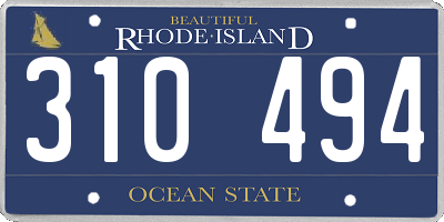 RI license plate 310494