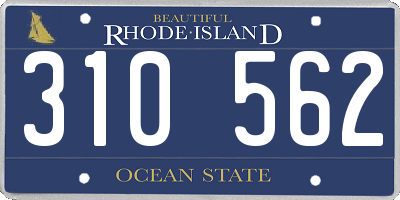 RI license plate 310562