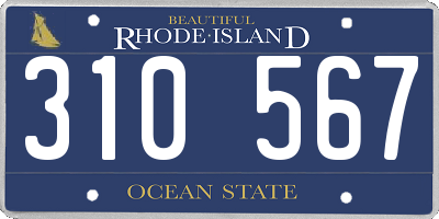RI license plate 310567