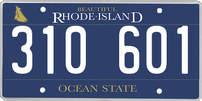 RI license plate 310601