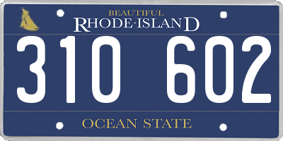RI license plate 310602